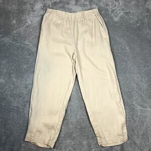 Quince Pants Womens M 100% Linen Career Minimalist Lightweight Stretch Waistband